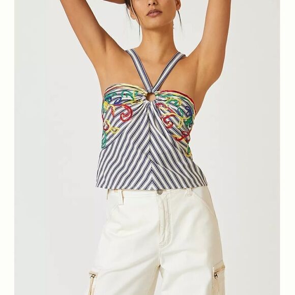 Avril Emroidered Striped Knit Halter
Tiny - Picture 1 of 3